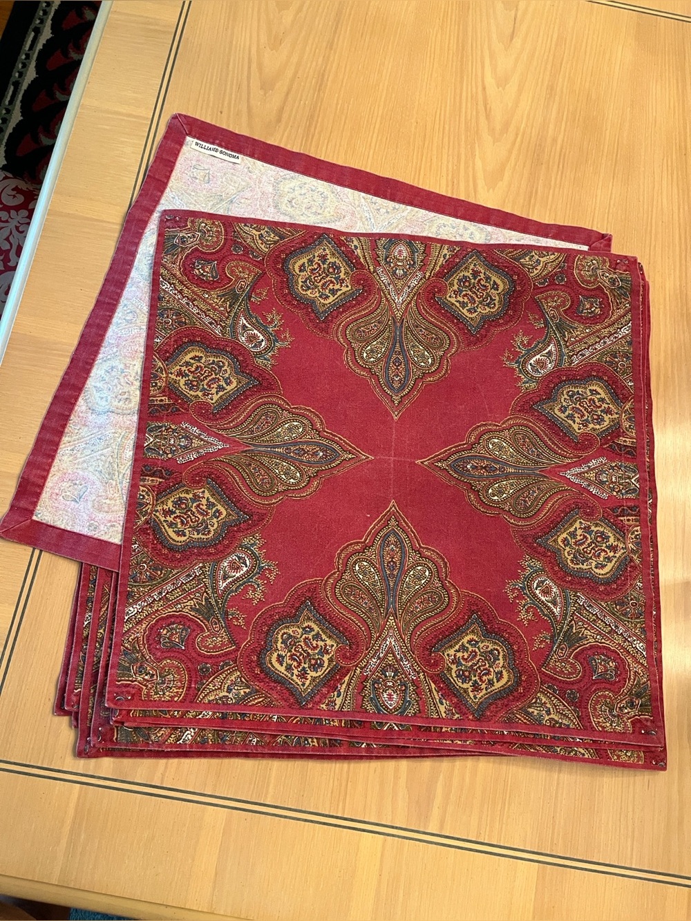 Red Paisley Pattern Cotton Napkins